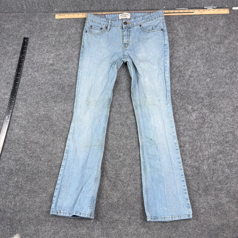 Levi Strauss Signature Jeans Womens Size 9 Blue Low Rise Bootcut Stretch Stained